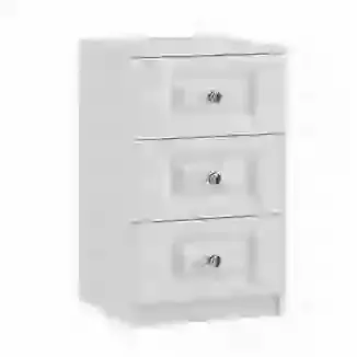 Crystal Knob 3 Drawer Bedside Chest White or Cashmere